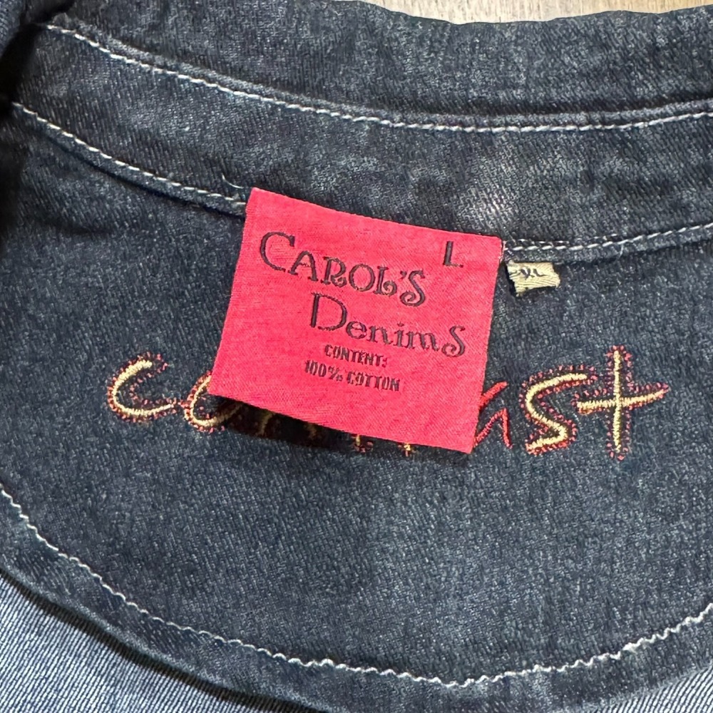 CAROL'S DENIMS Jacket XL Y2K Classic Preppy Jean Denim‎ Retro Coastal Cowgirl - Picture 3 of 7